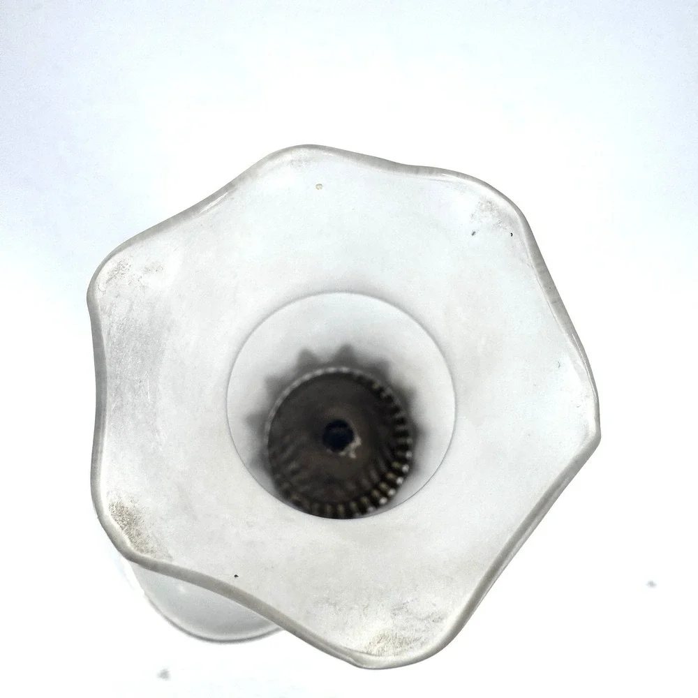 Vintage Miniature Finger Oil Lamp Porcelain‎ Floral Base Milk Glass Chimney